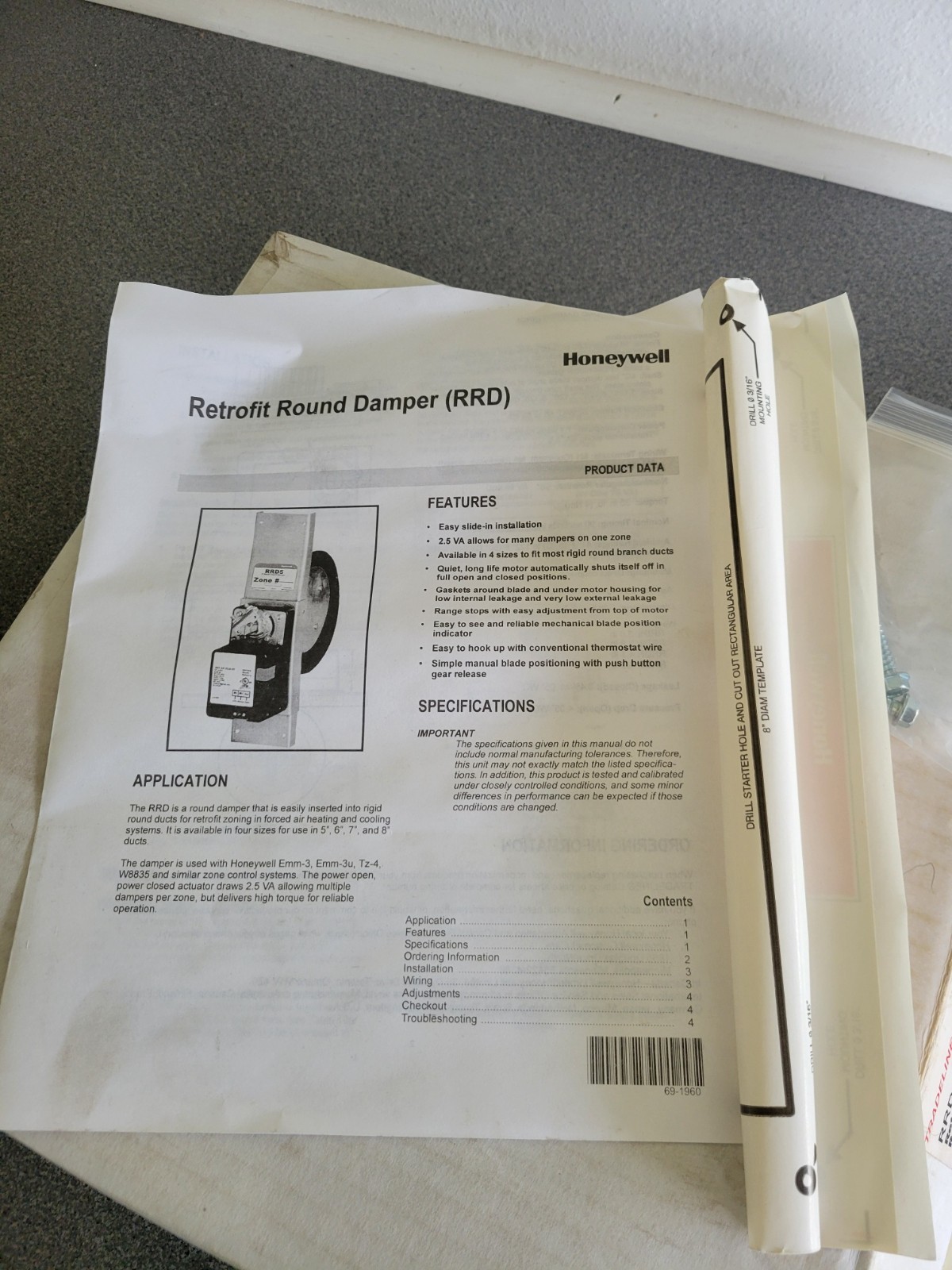 Honeywell RRD8 8″ retrofit round damper new old stock