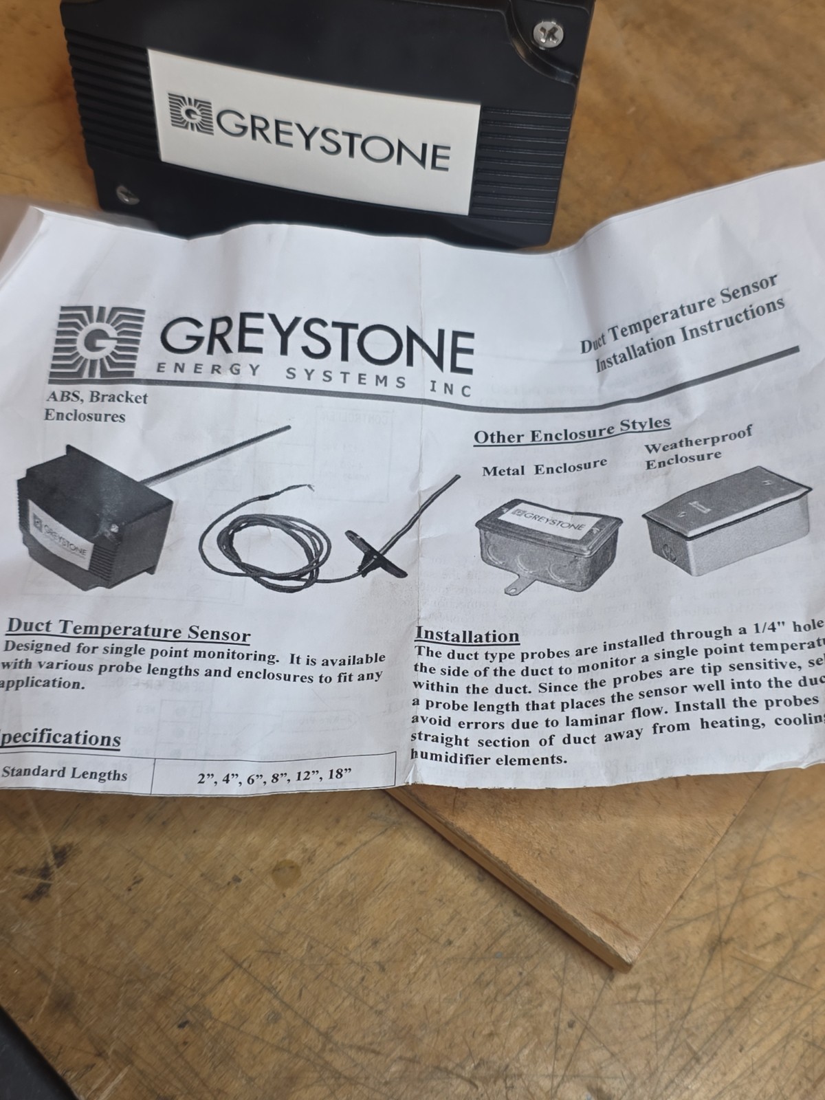 GREYSTONE TE200B20E2 temp sensor Duct 12 in, thermister