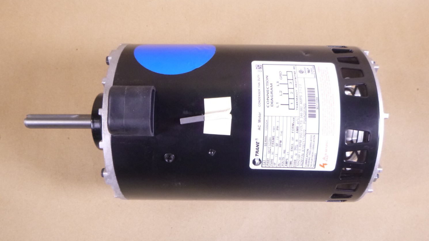 MOT10294 Trane Condenser Fan Motor 460V 3 Phase Motor – 1.5HP, 1140RPM, 56Frame