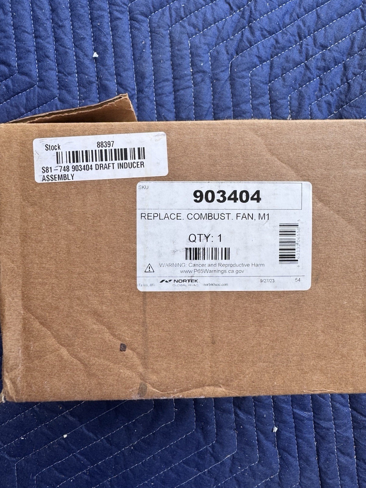 Nortek Draft Inducer Assembly 115V 1 Phase 0.65A MPN 903404 Fasco A177