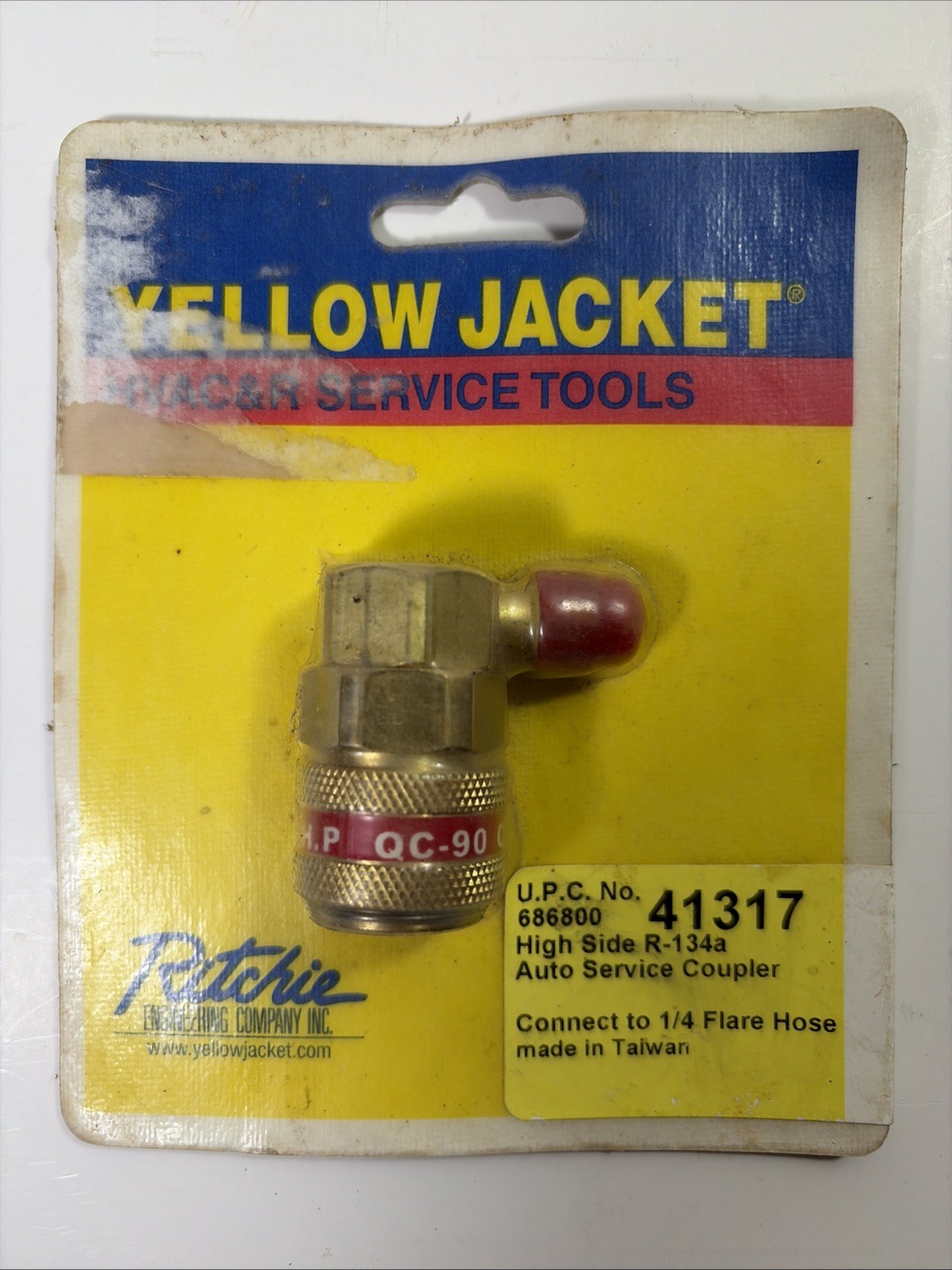 Yellow Jacket 41317 Auto R-134a A/C Coupler, Hi-Side 1/4″ Flare