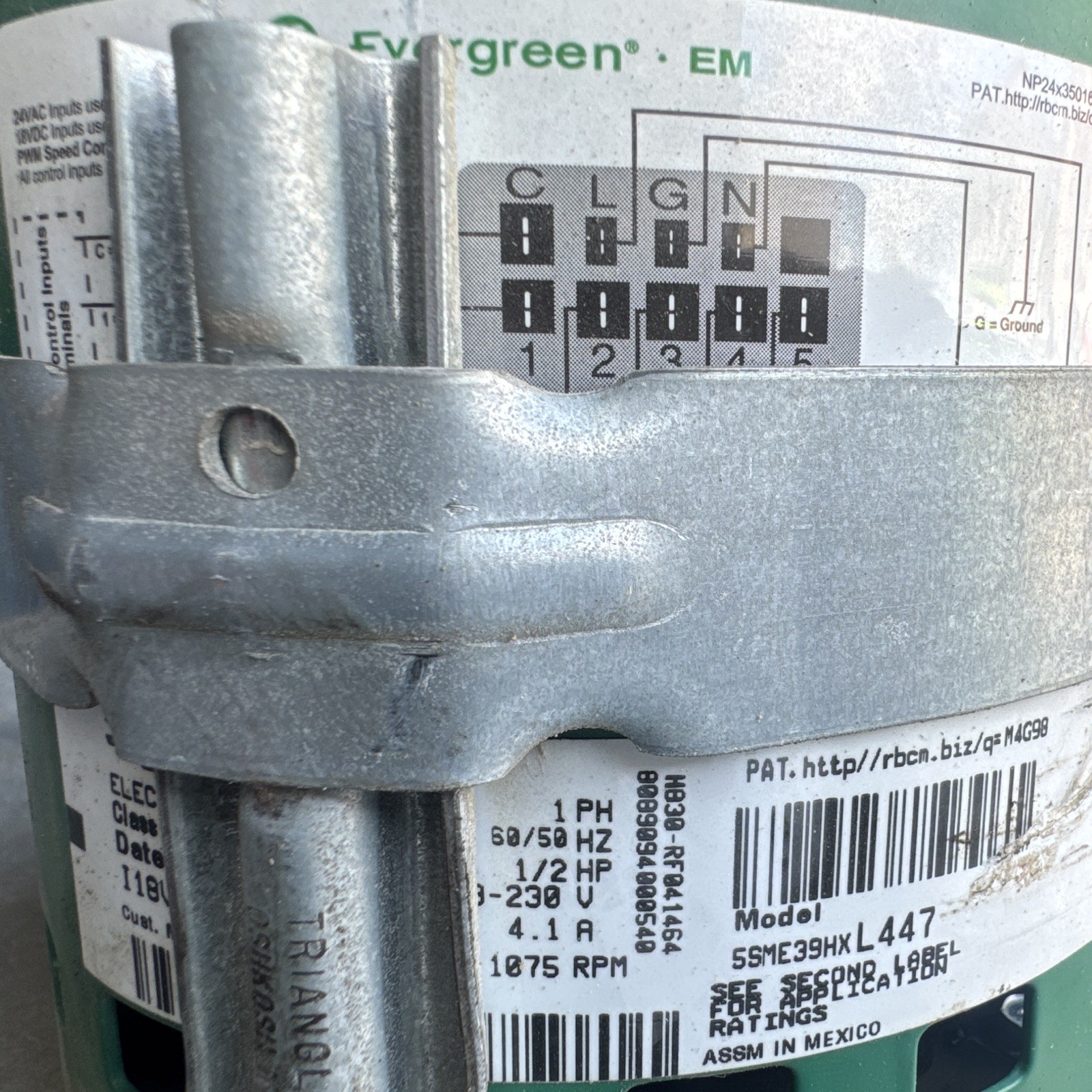 Evergreen EM HVAC Motor 5SME39HXL447