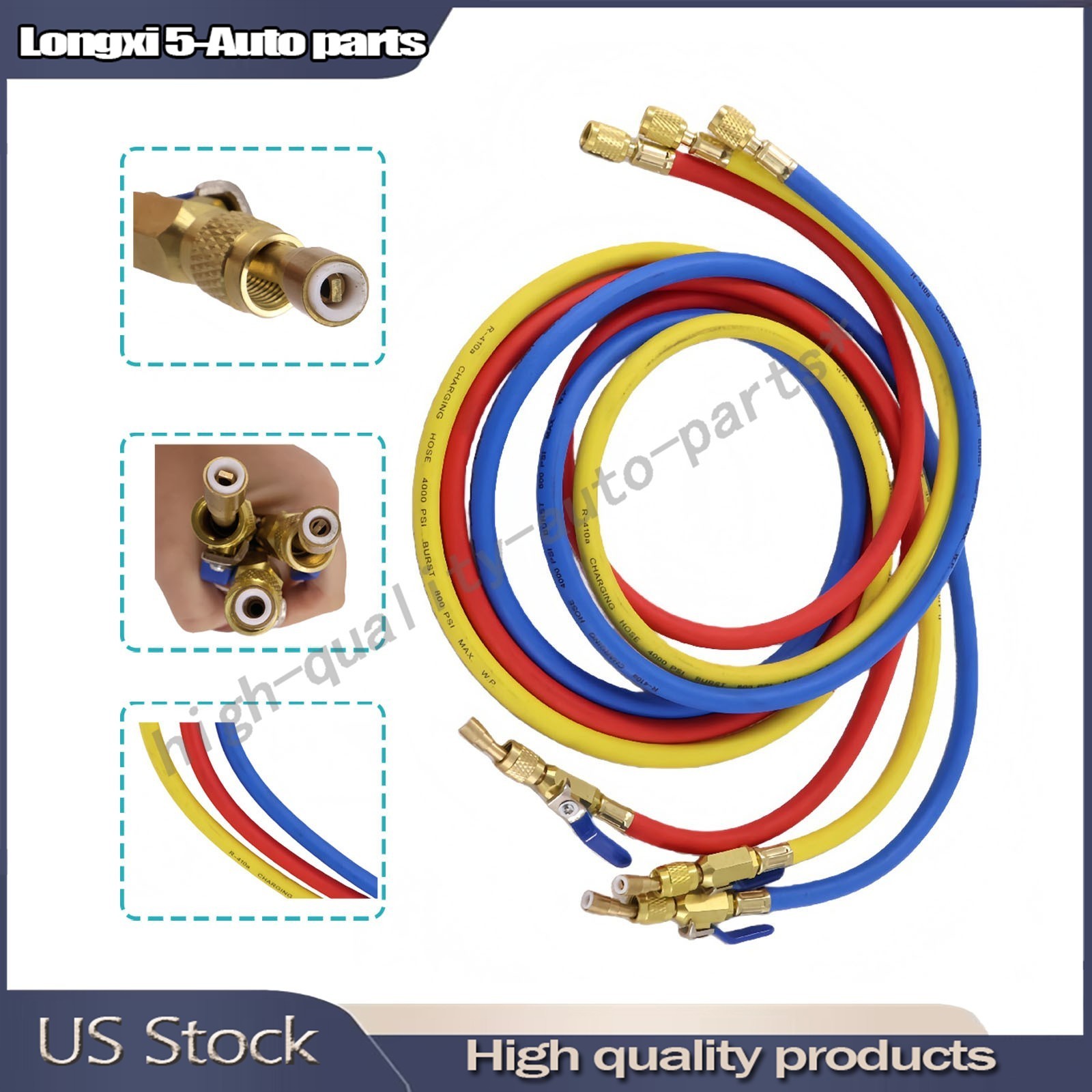 3Pack 29986 Plus II 1/4″ Hose with Compact Ball Valve 72″ Fits R-410A Refrige