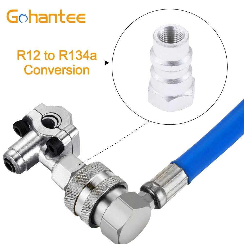 R-12 To R-134a Retrofit Valve 7/16 Low Side Port Adapter with Blue 1/4 inch