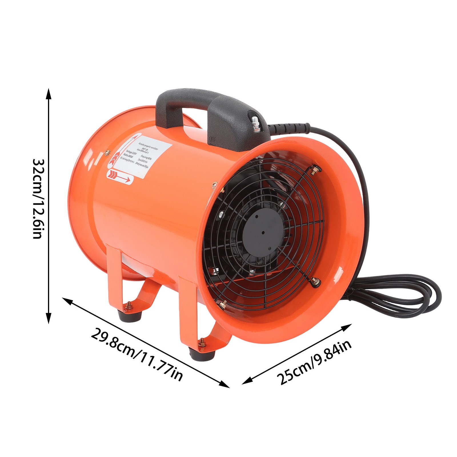 8Inch Portable Extractor Fan Blower 900CFM 3450RPM 16.4FT Duct Hose Ventilator