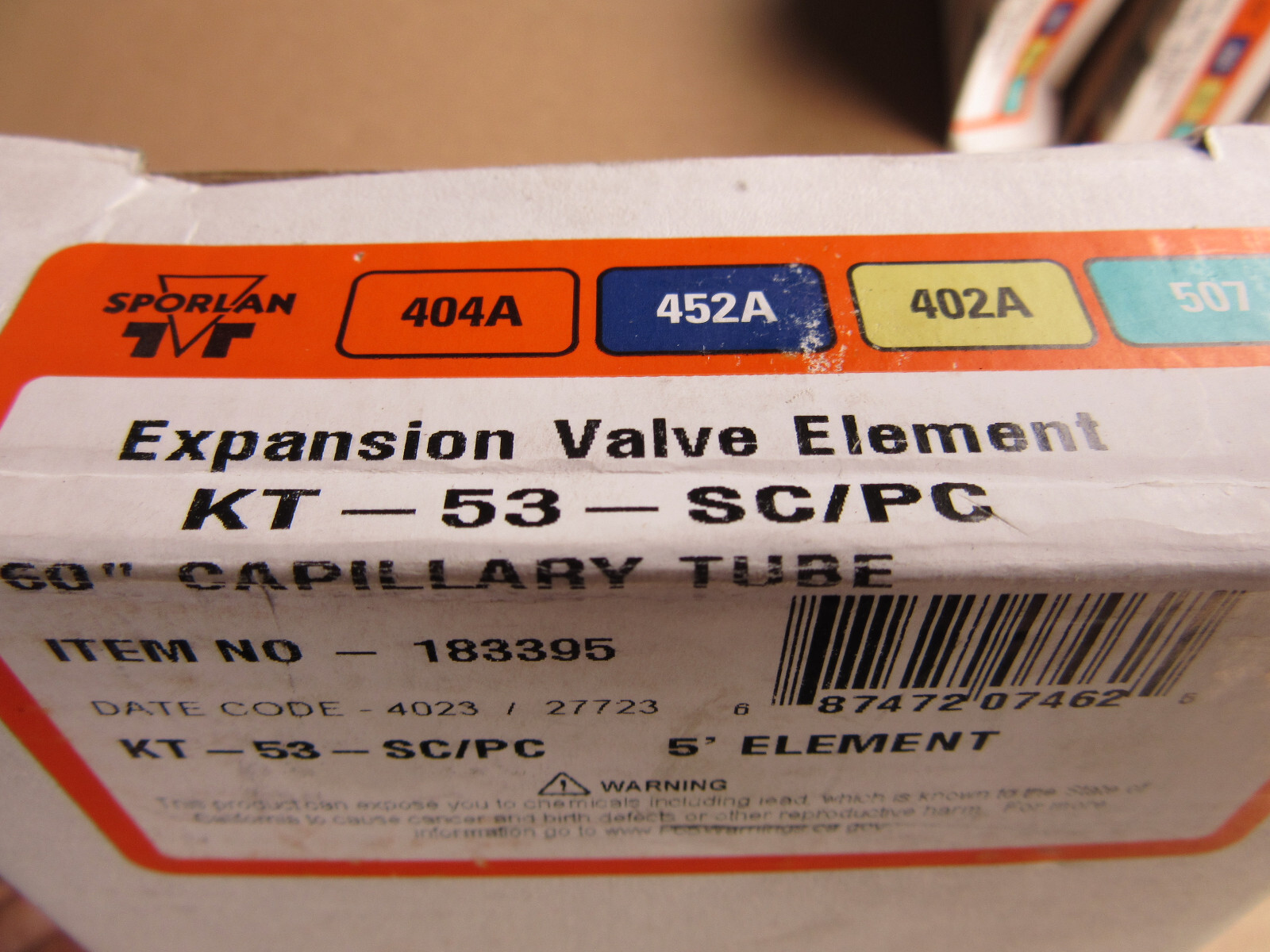 Sporlan KT-53-SC/PC Expansion Valve Element 60″ Capillary Tube New in Box