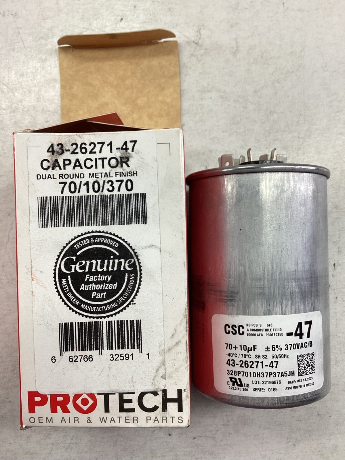 PROTECH Capacitor 70/10/370 Dual Round Metal Finish 43-26271-47