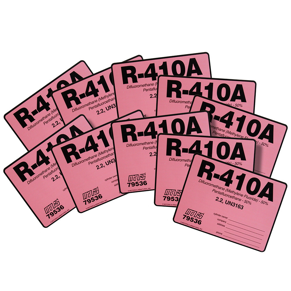 R-410A / R410A Label Self-Adhesive Stickers, Pack of (10)