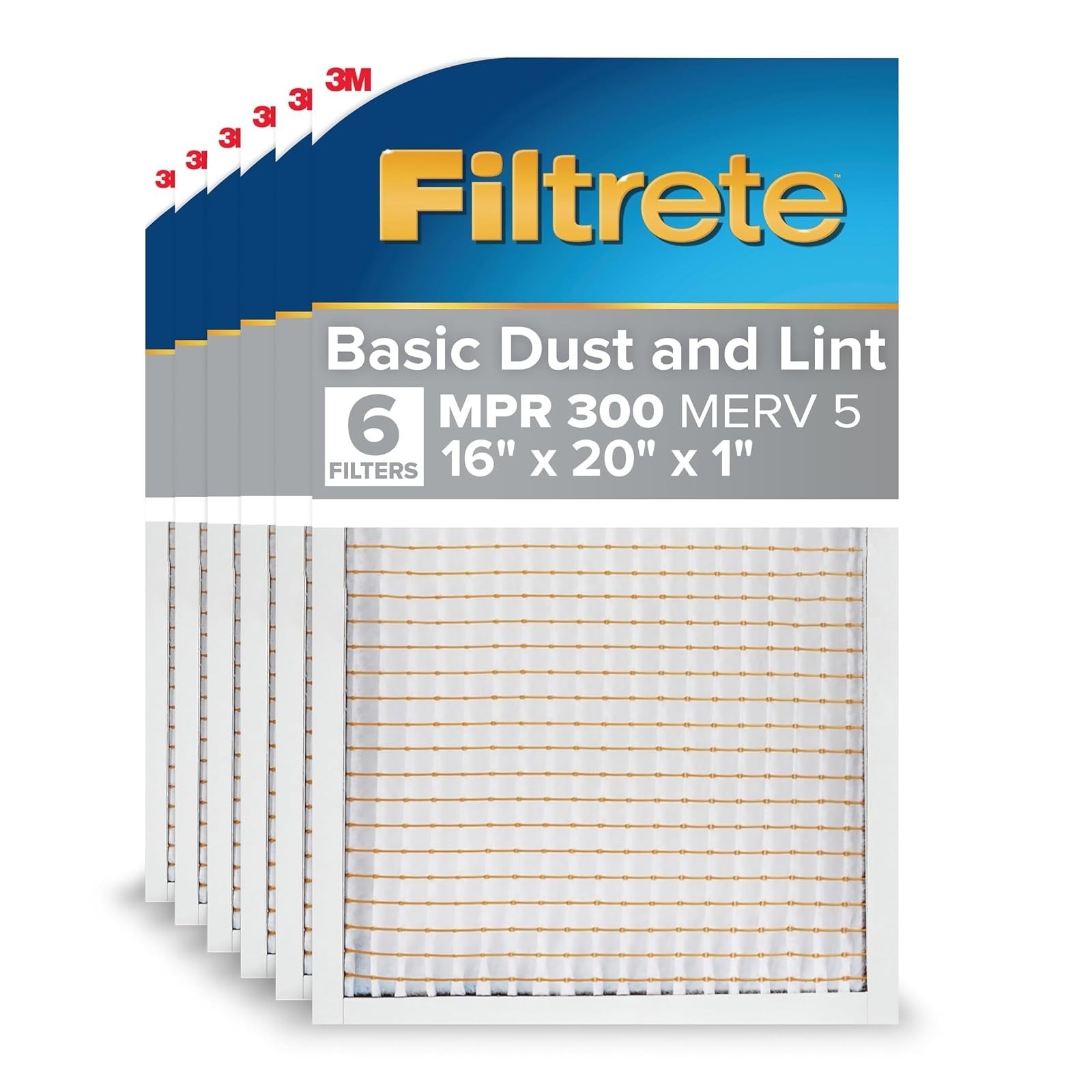 Filtrete 20x30x1 Air Filter MERV 5, 6-Pack for AC & Furnace Systems