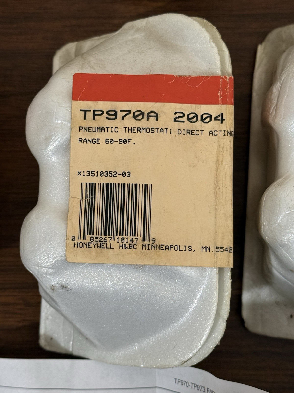 (ONE) 1- Honeywell TP970A 2004 4 Pneumatic Thermostat Direct Acting Analog – NEW