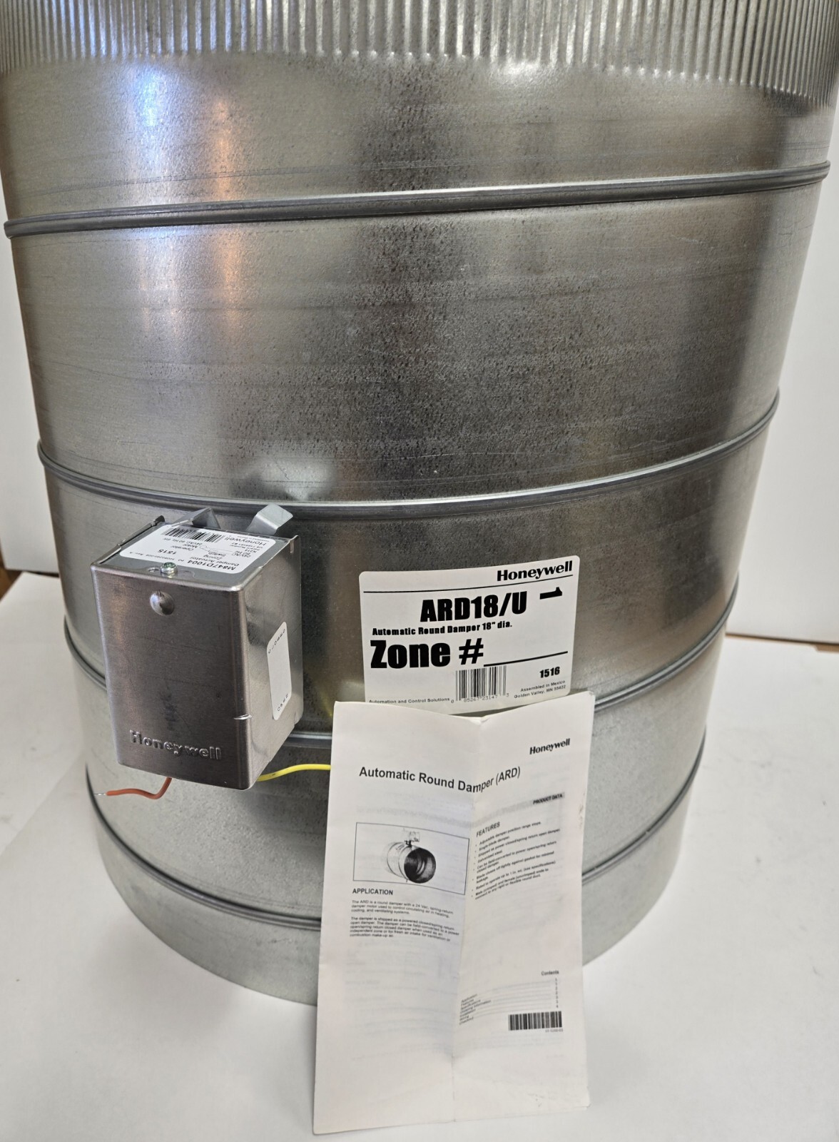 HONEYWELL AUTOMATIC ROUND DAMPER ARD18/U. 18″ DIA.