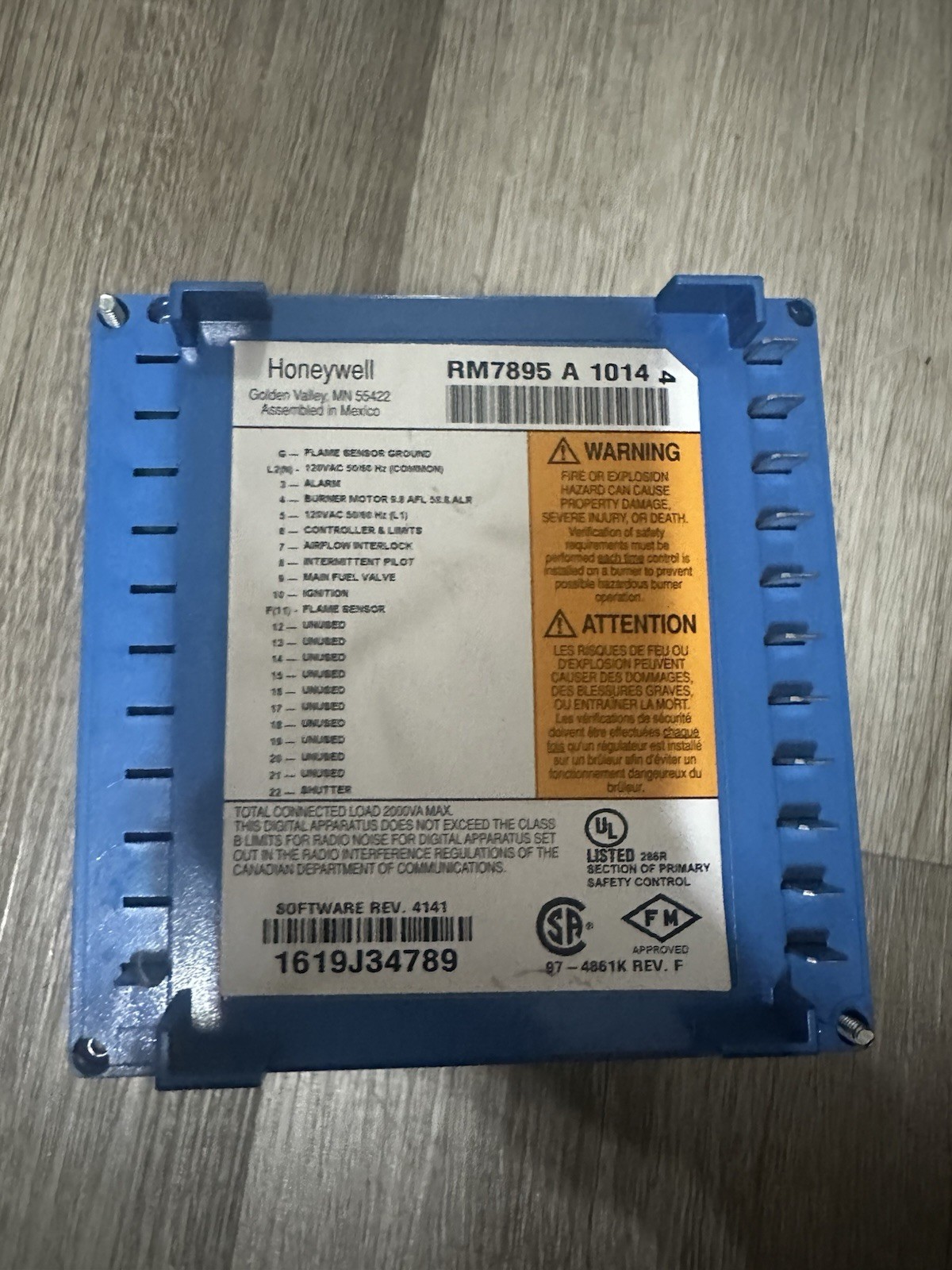 Honeywell RM7895A1014 On-Off Burner Control