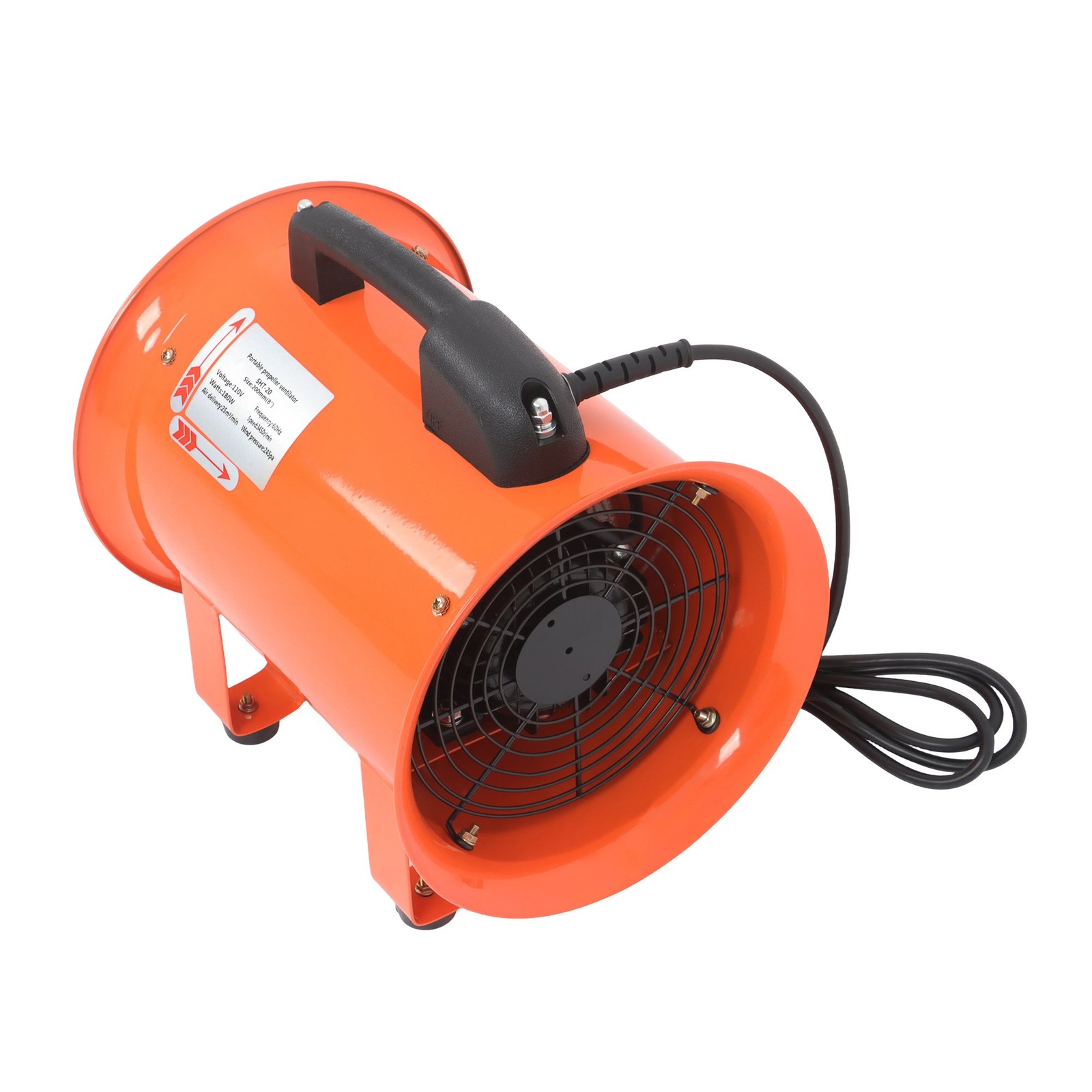 8 Inch Industrial Portable Blower Fan 33 FT Duct Hose 180W 900CFM 3450RPM