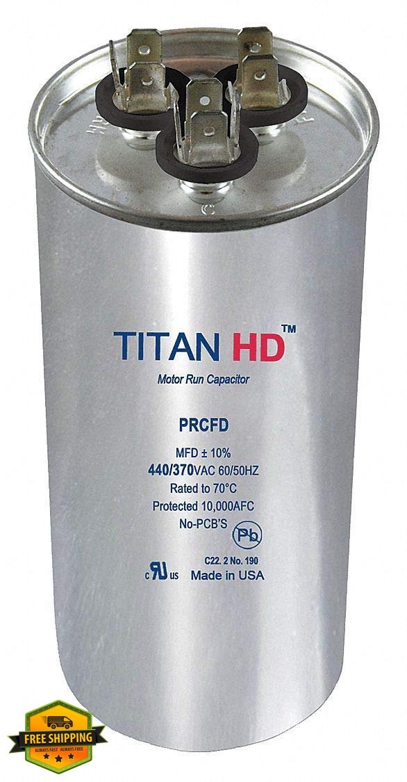 TITAN HD Round Motor Dual Run Capacitor 40/5 Microfarad 440VAC