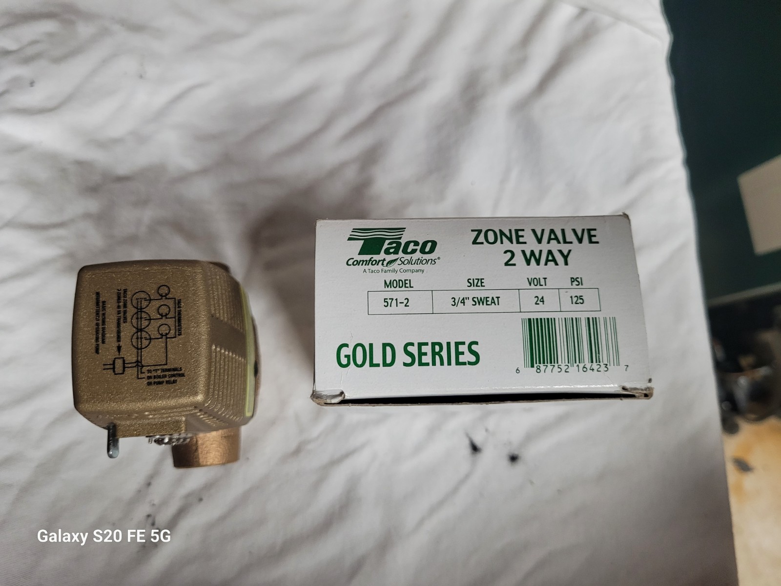 Taco 571-2 3/4 inch Sweat Zone Valve – Gold