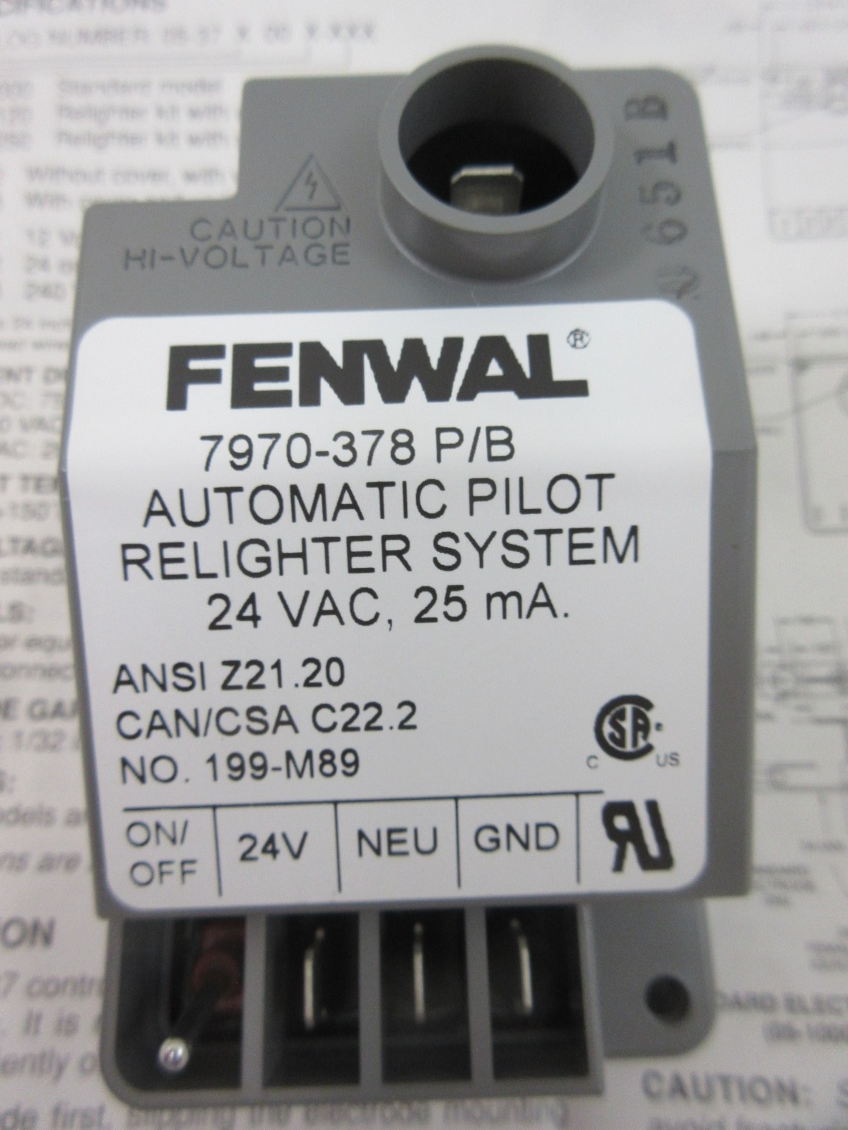 YORK LUXAIRE COLEMAN FENWAL 7970-378 P/B AUTOMATIC PILOT RELIGHTER SYSTEM MODULE