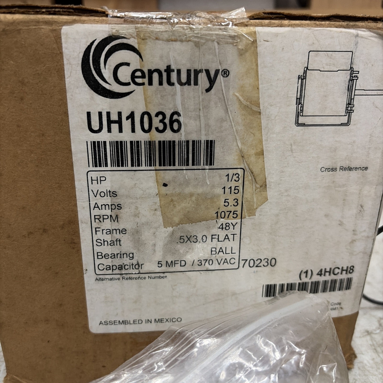Century Uh1036v1 Unit Heater Motor, 1/3 Hp Fast Free Shipping