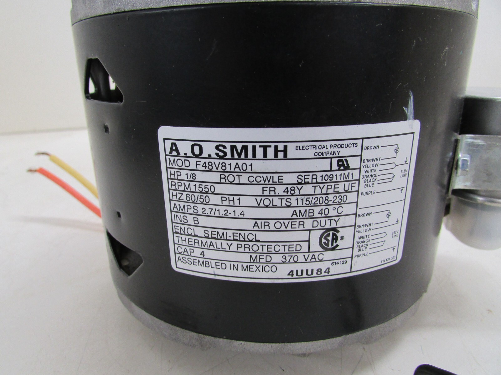 New. Direct Drive Blower 1/8 HP 1,550 RPM Motor 1 Speed Open Air-Over Ring Mount
