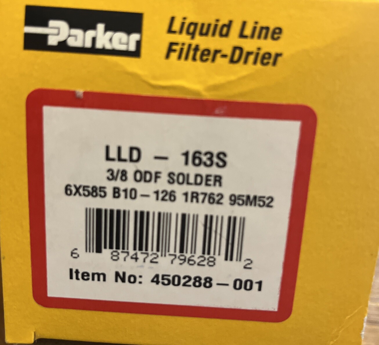 1x Liquid Line Filter Drier Gold Label LLD Series 3/8″ ODF PARKER LLD-163S