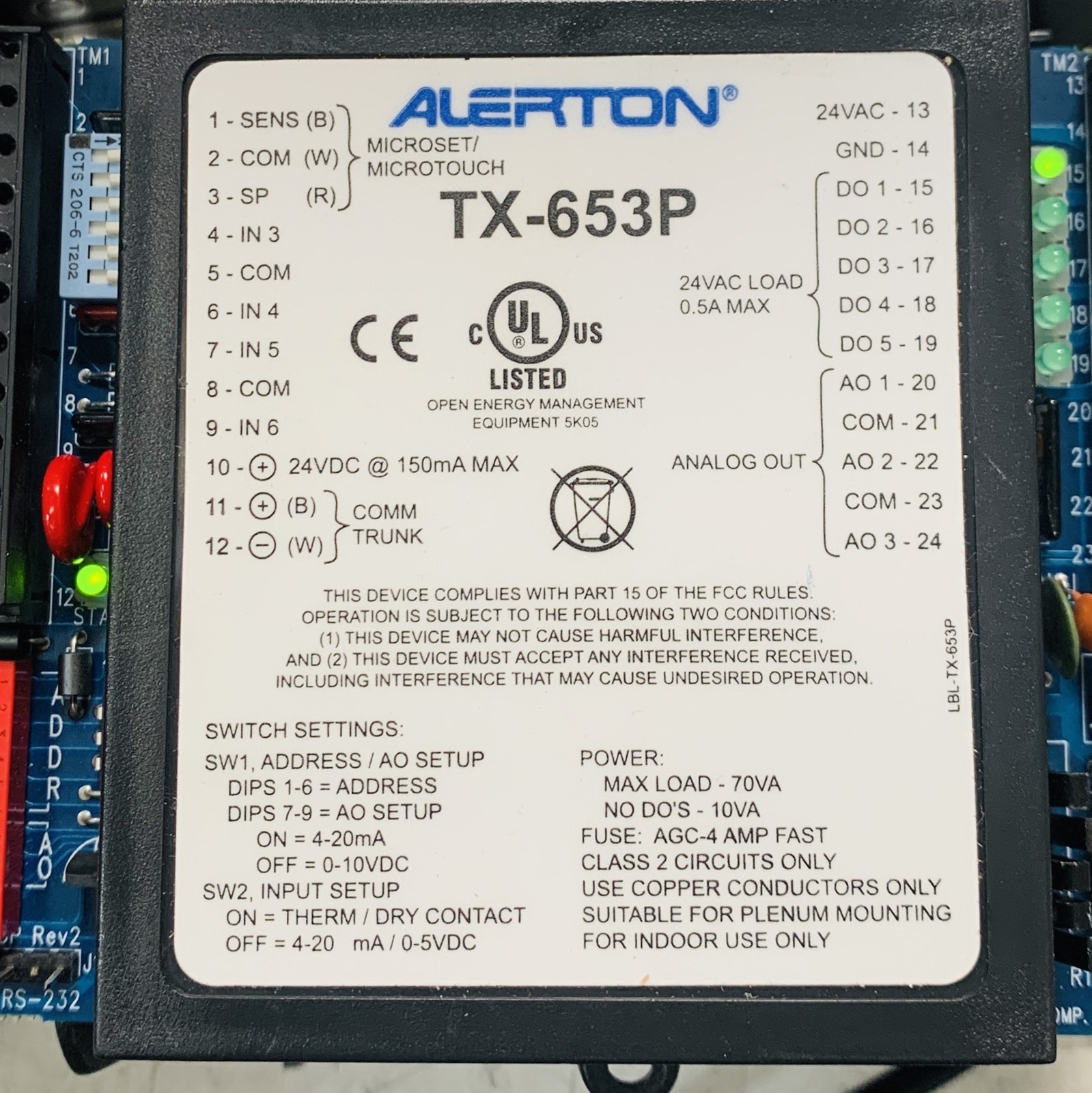 Alerton TX-653P Programmable HVAC DDC Controller Building Automation Module