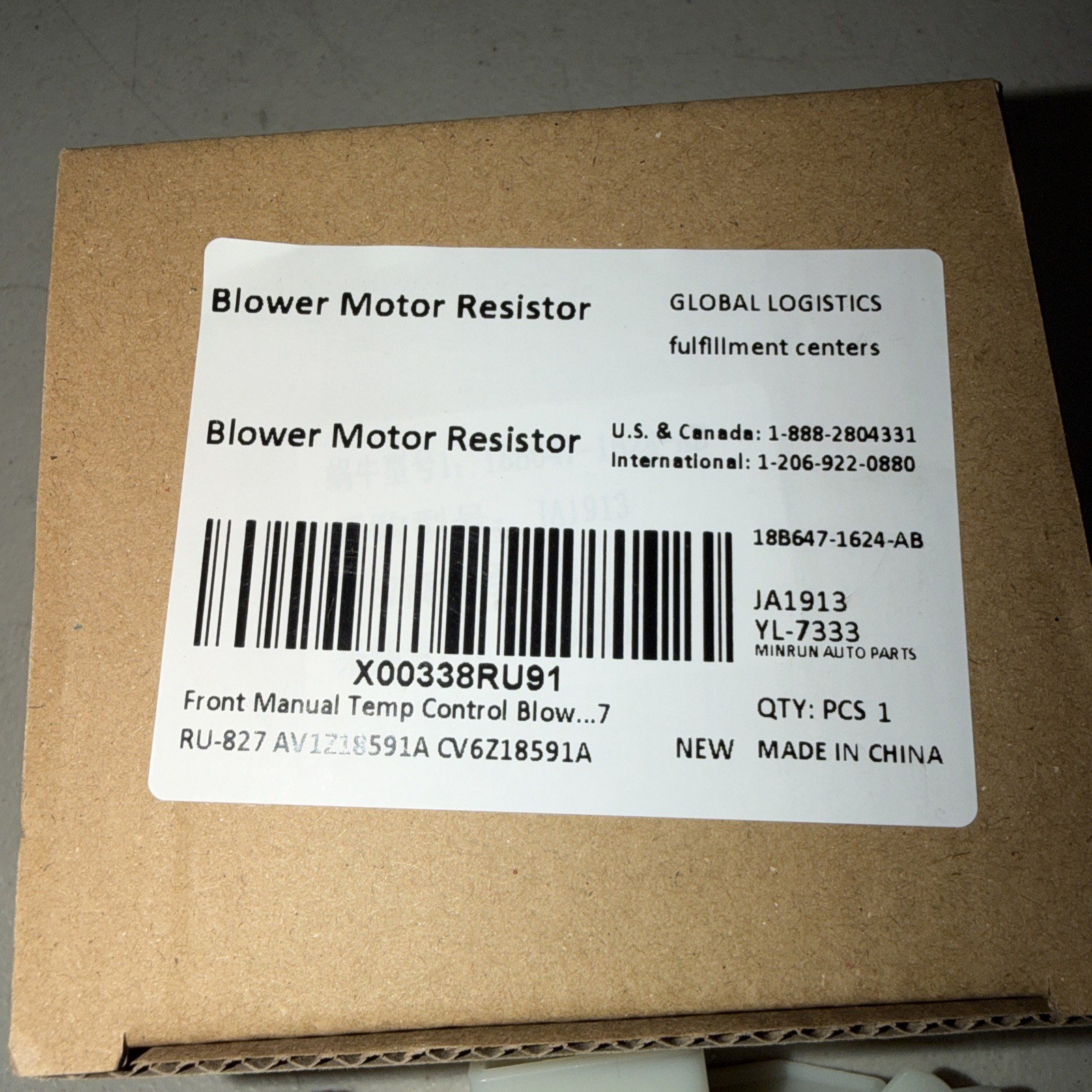 Front Manual Temp Control Blower Motor Resistor Fits 13-15 Escape Fiesta / 14-15