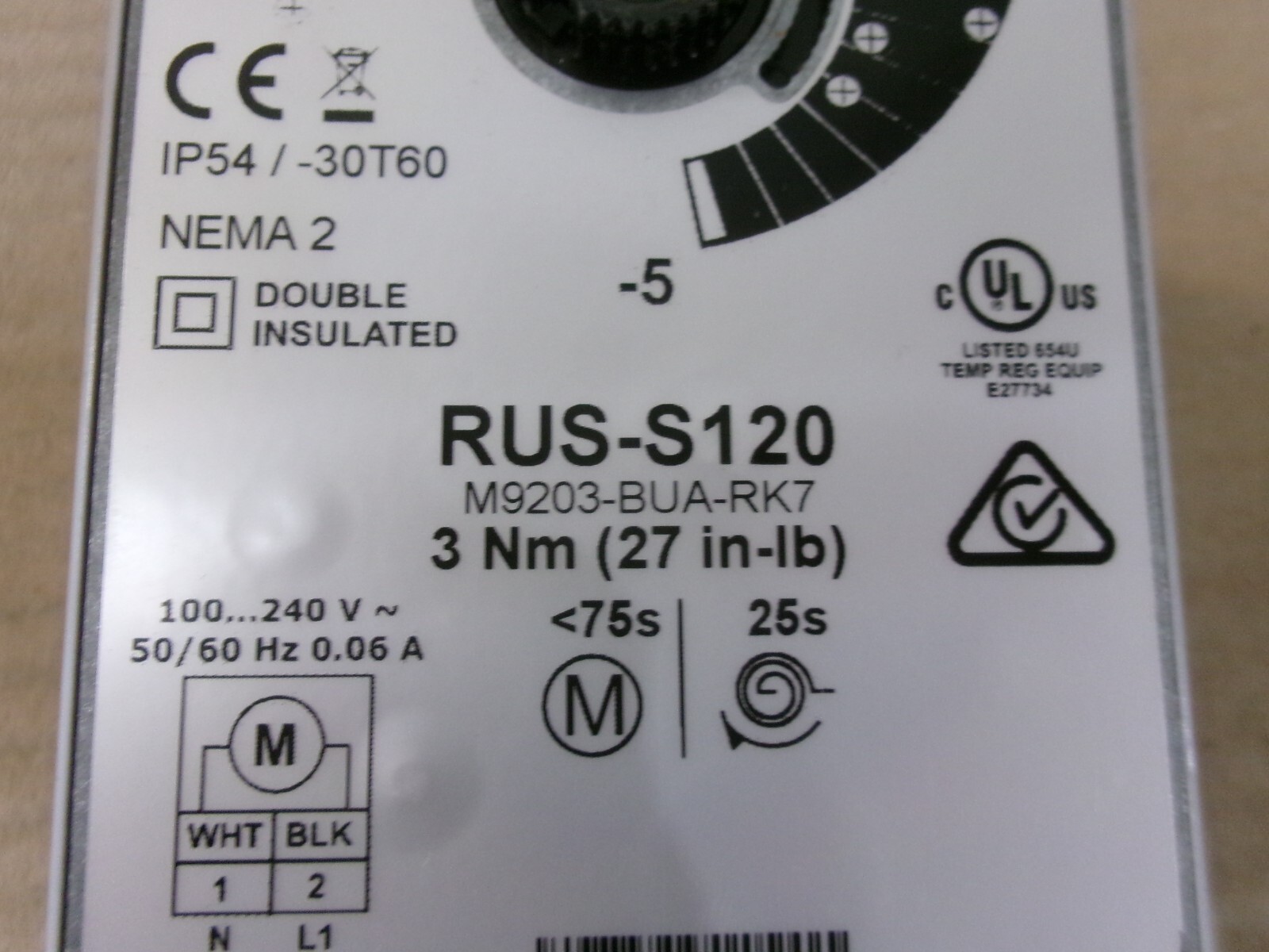 RUSKIN RUS-S120 M9203-BUA-RK7 SPRING RETURN ACTUATOR