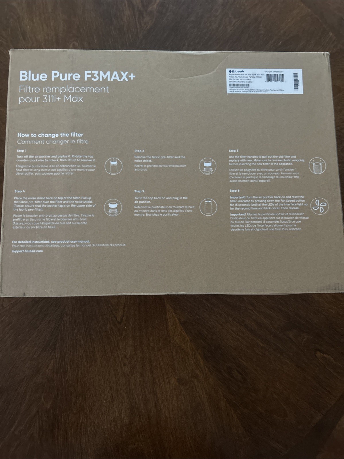 Genuine Blueair Blue Pure F3MAX Replacement Filter for 311i Max