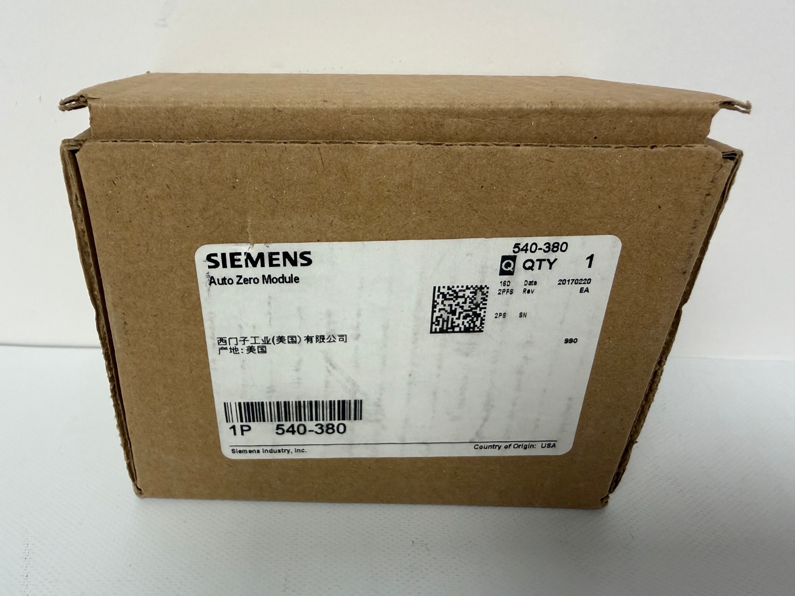 SIEMENS 540-380 AUTO ZERO MODULE NEW OPEN BOX