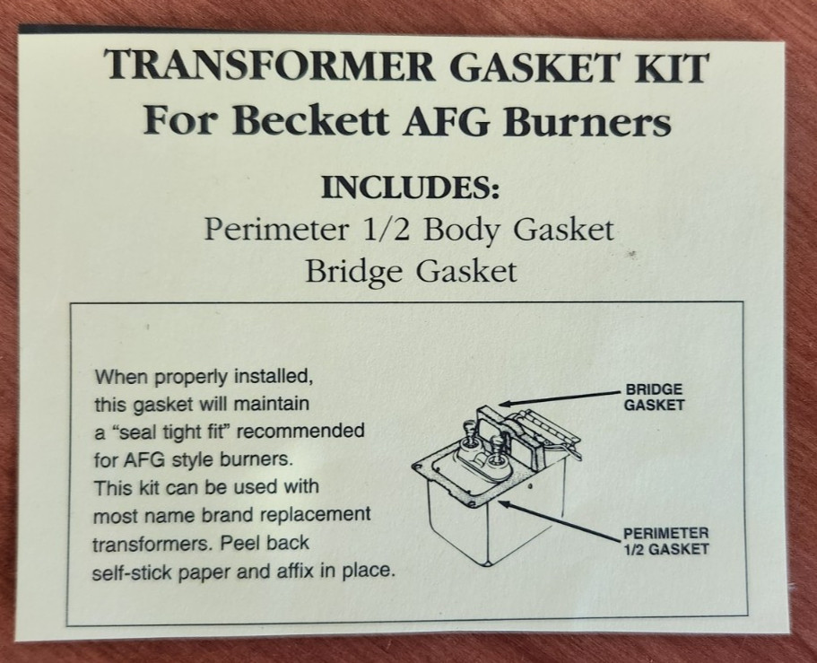 BECKETT BURNER INGNITER/TRANSFORMER GASKET KIT REPLACES #51304 FOR A, AF, AFG