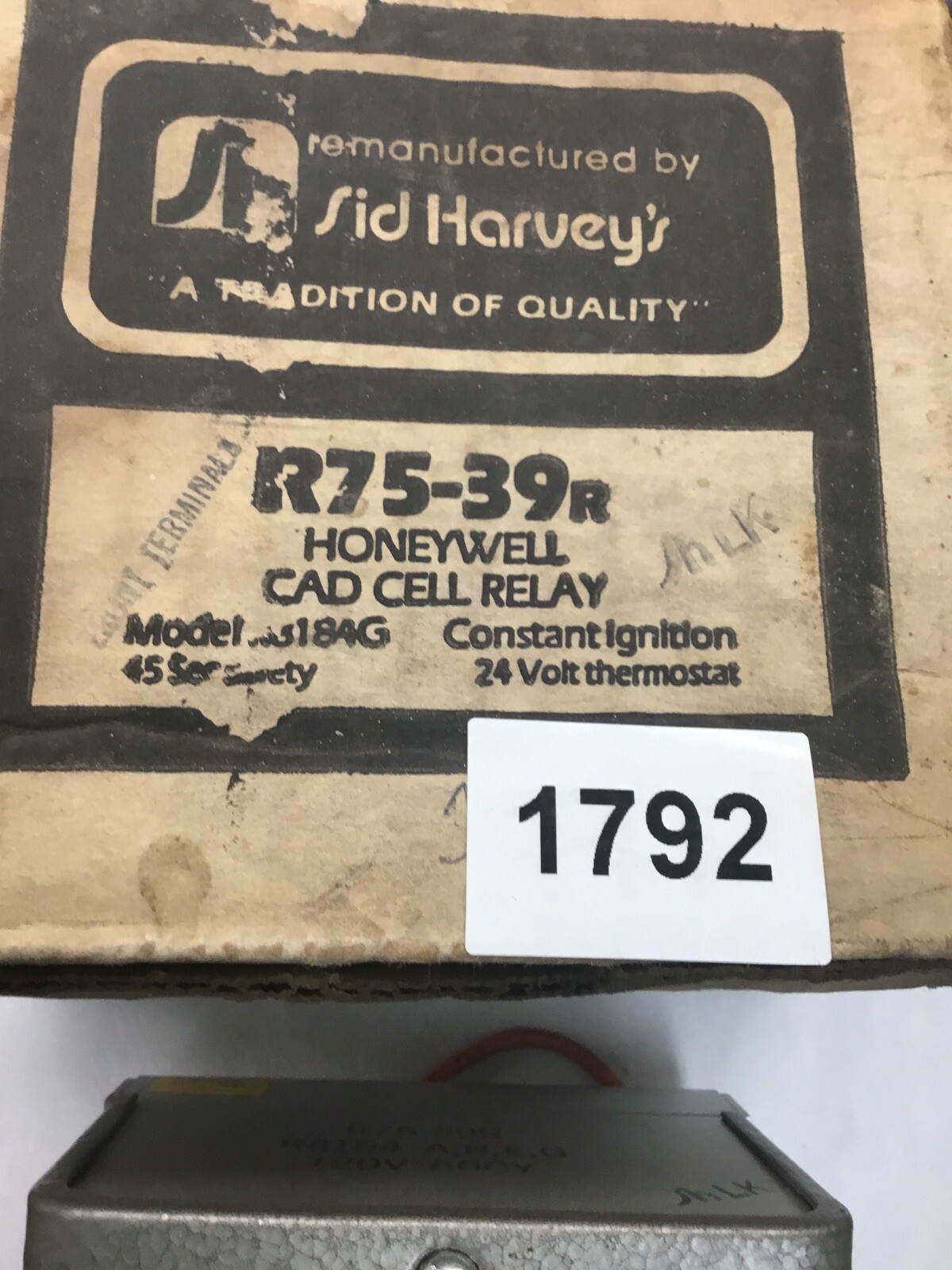 Honeywell R75-39R Cad Cell relay R8184 A,B,E,G 120V Sid Harvey Refurb.