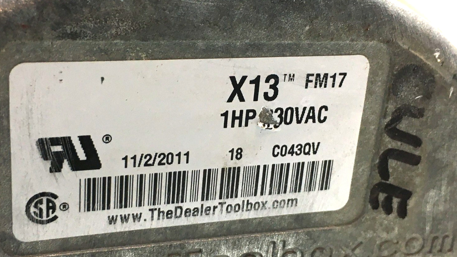 Genteq X13 FM17 5SME39SXL122 Blower Motor HD52AE137 1HP 230V CWLE used #MB564