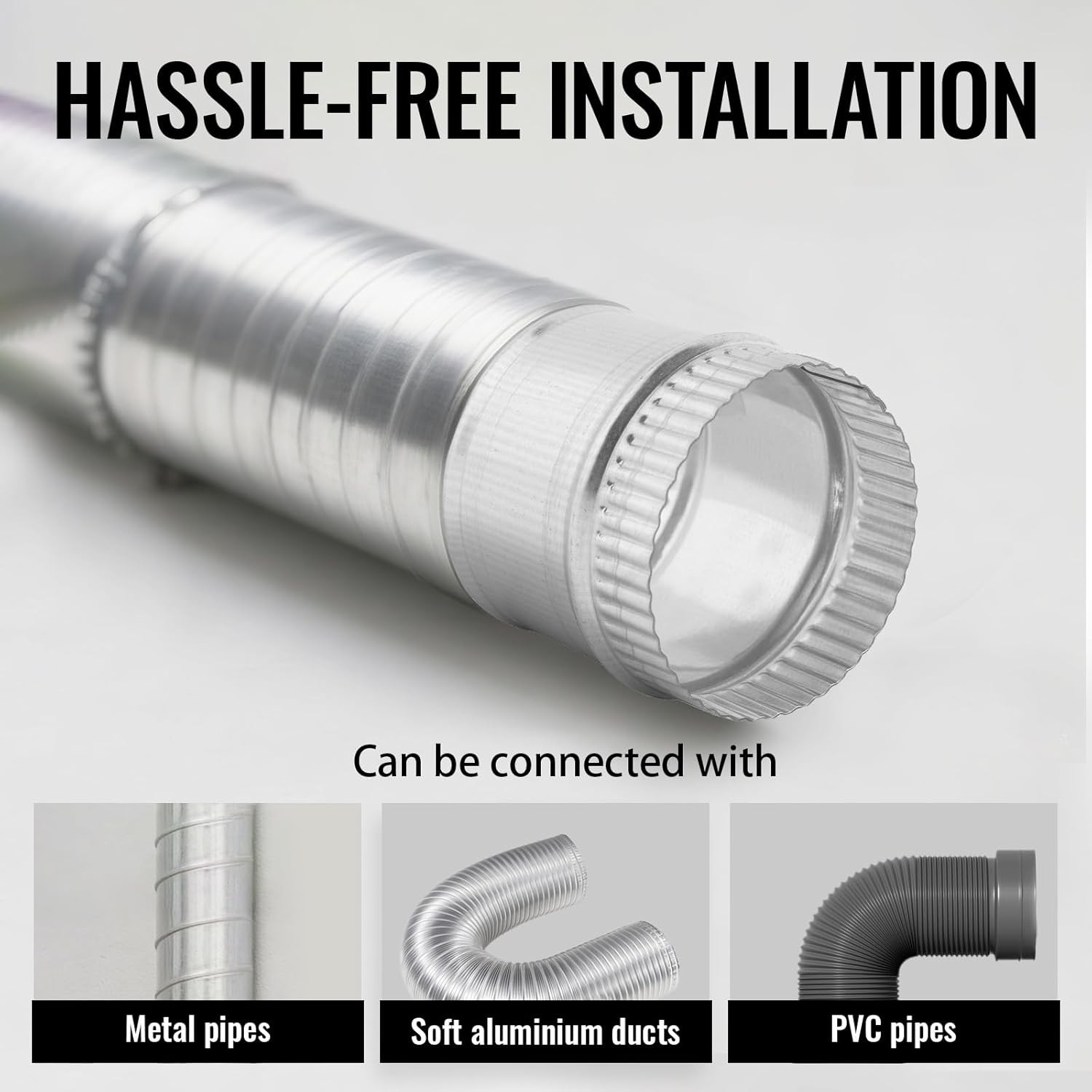 4 Inch Round Galvanized Steel Duct Connector – Metal Ventilation Pipe Coupler –