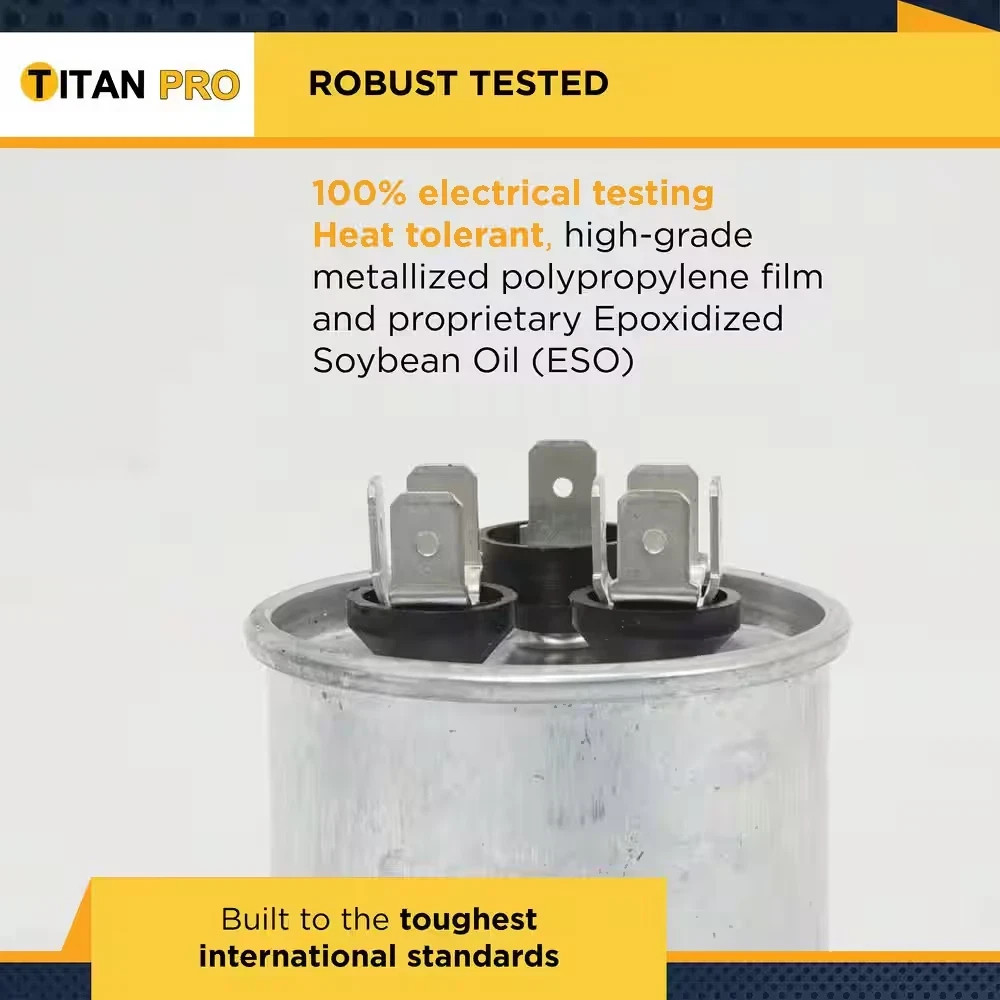 TitanPro TRCFD455 HVAC Round Dual Motor Run Capacitor. 45/5 MFD/UF440/370 Volts