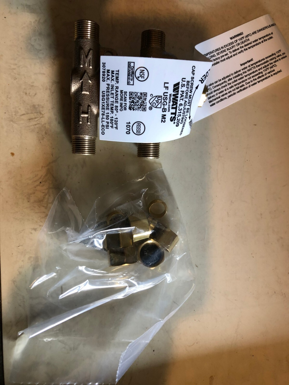 WATTS LFUSG-B M2 3/8″ UNDER SINK GUARDIAN THERMOSTATIC MIXING VALVE