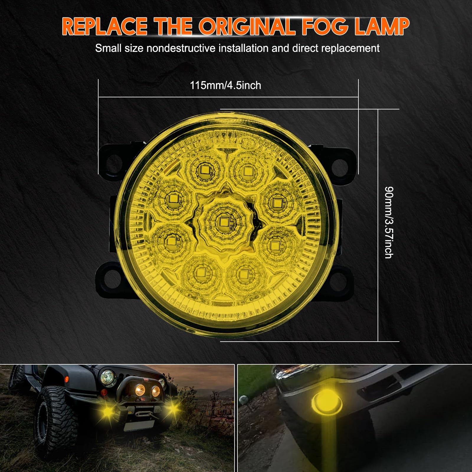 Fog Lights 3.5 OEM 19606300 For SUBARU LEGACY 2013-2014 H11 Golden Yellow 2-Pack