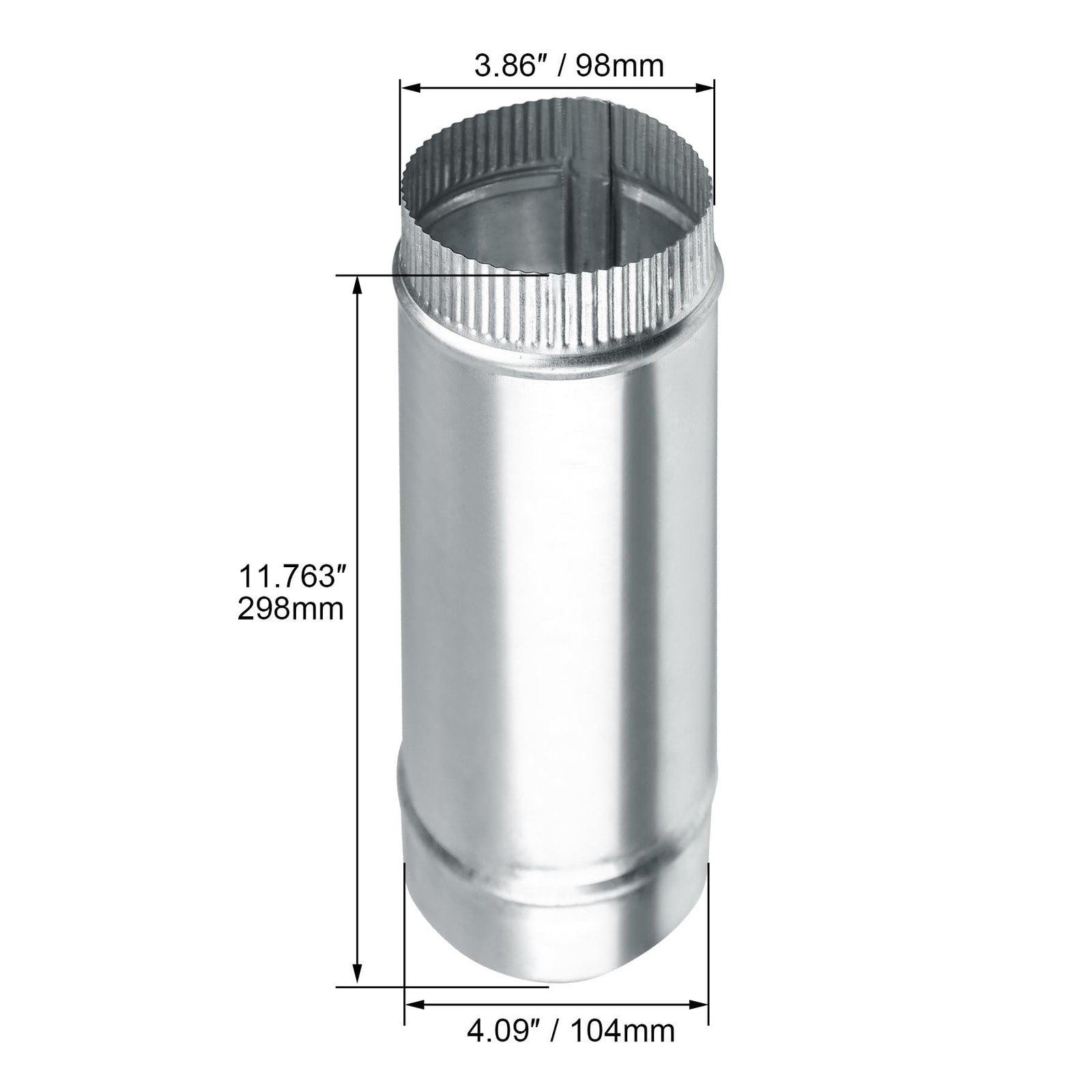 4 Inch Round Dryer Duct, Straight Rigid Galvanized Steel Extendable Duct, Ext…