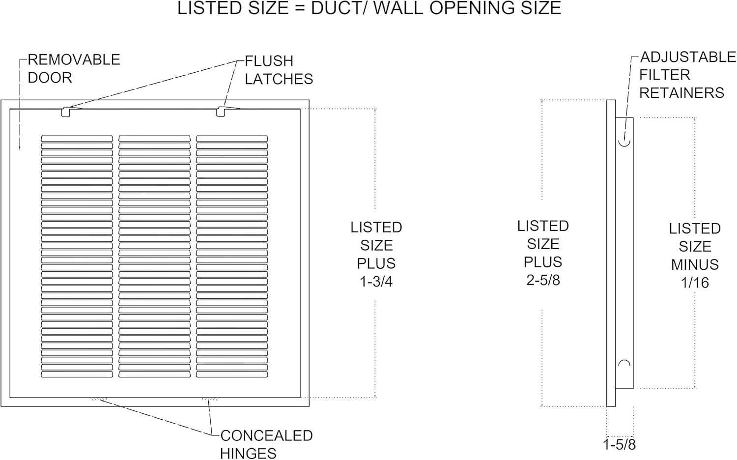 Fits 14×30 Duct Opening | Filter Included Steel Return Air Filter Grille