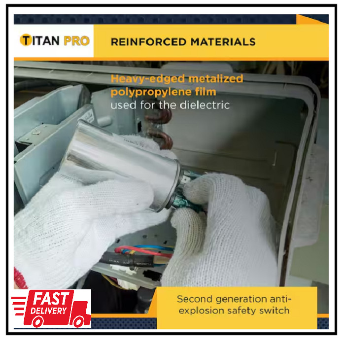 TitanPro TRCFD455 HVAC Round Dual Motor Run Capacitor. 45/5 MFD/UF440/370 Volts