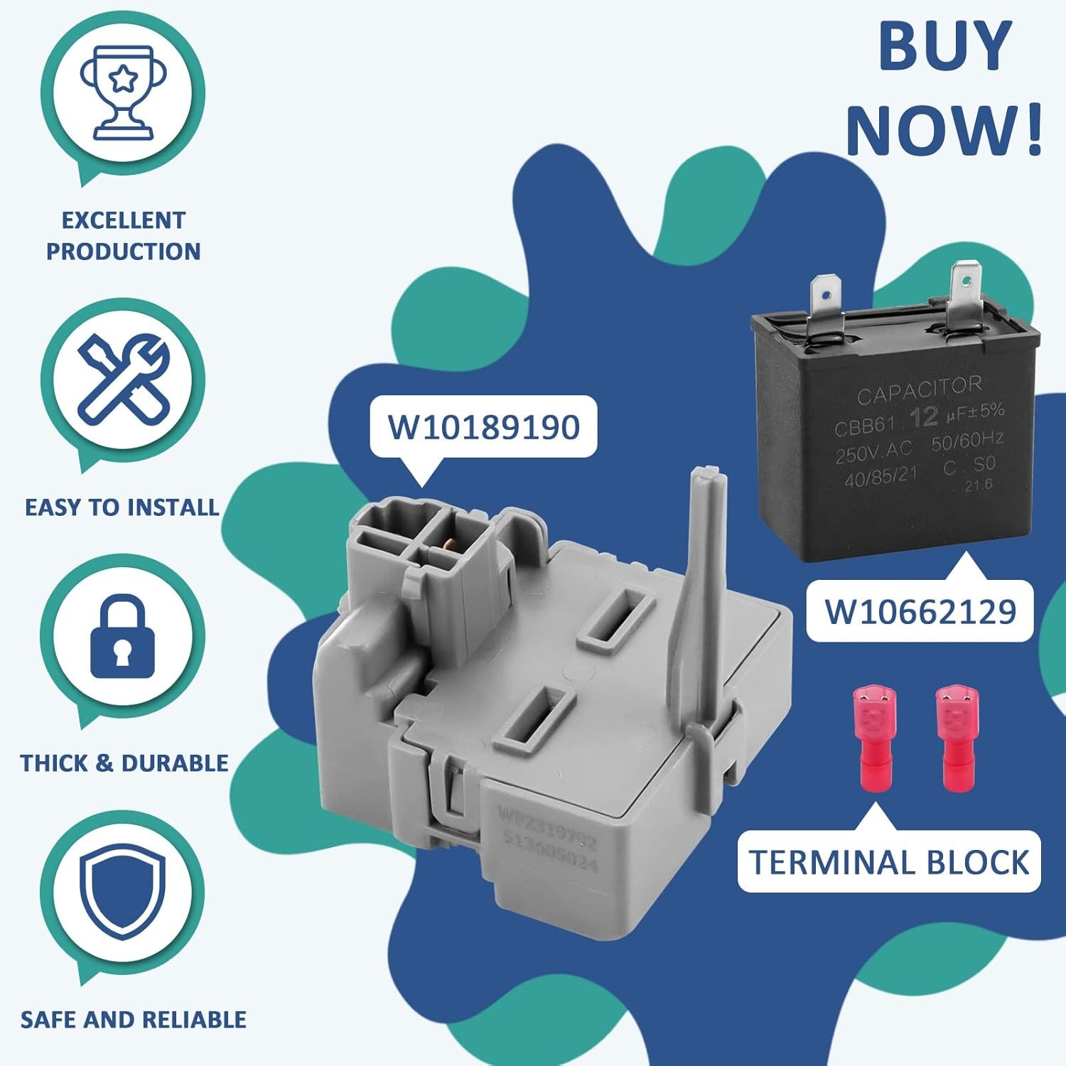 TSD2 Relay Compatible W10189190 Overload Relay W10662129 Compressor Capacitor