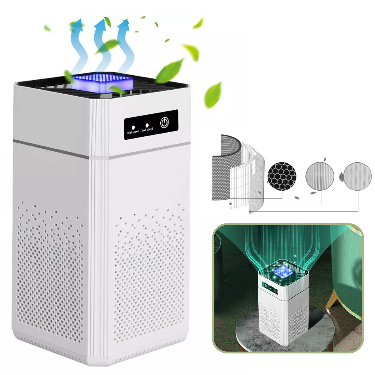 Home HEPA Air Purifier Large Room Air Cleaner for Allergies Smoke Mold Odor Dust