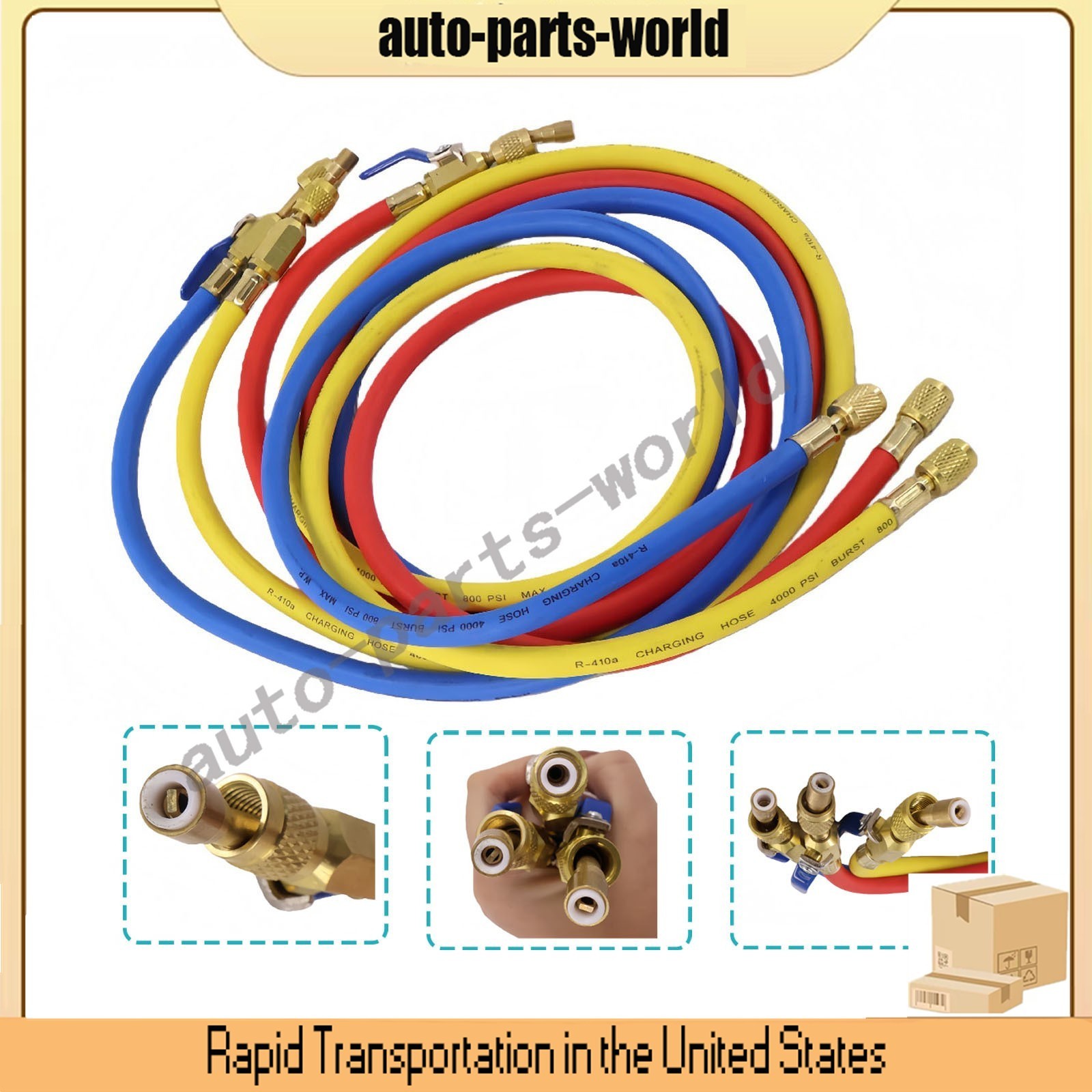 29986 For Plus II 1/4″ Charging Hose Set 72″ Compact Ball US STOCK
