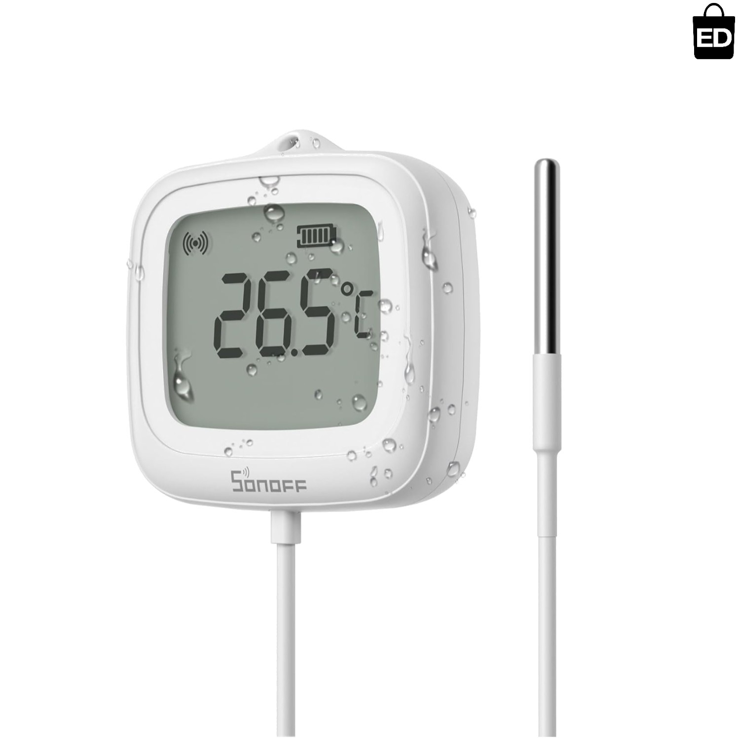 Smart Home-Ready Zigbee Temperature Sensor – Waterproof, 1.5M Probe, LCD Display
