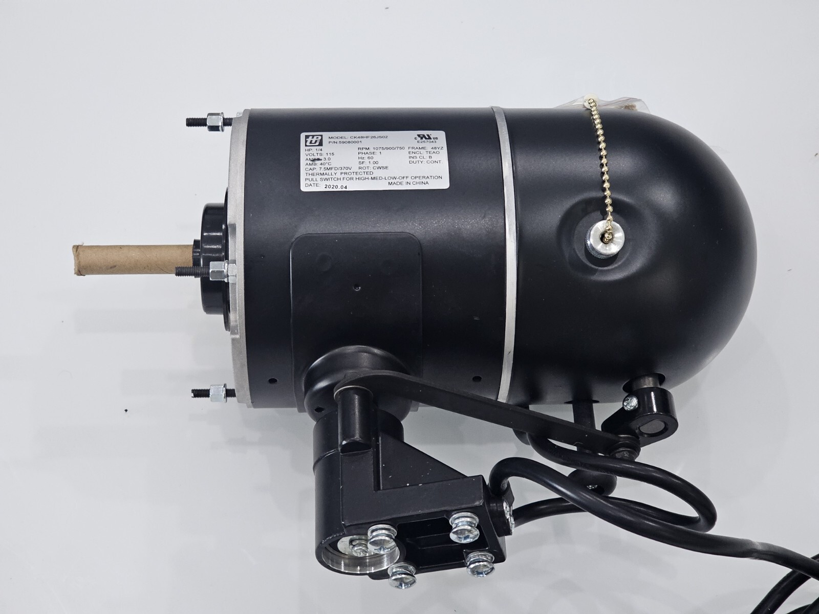 NEW TPI 1/4 HP MOTOR FOR FIXED INDUSTRIAL FANS 7900/6800CFM RPM 1075/900/750