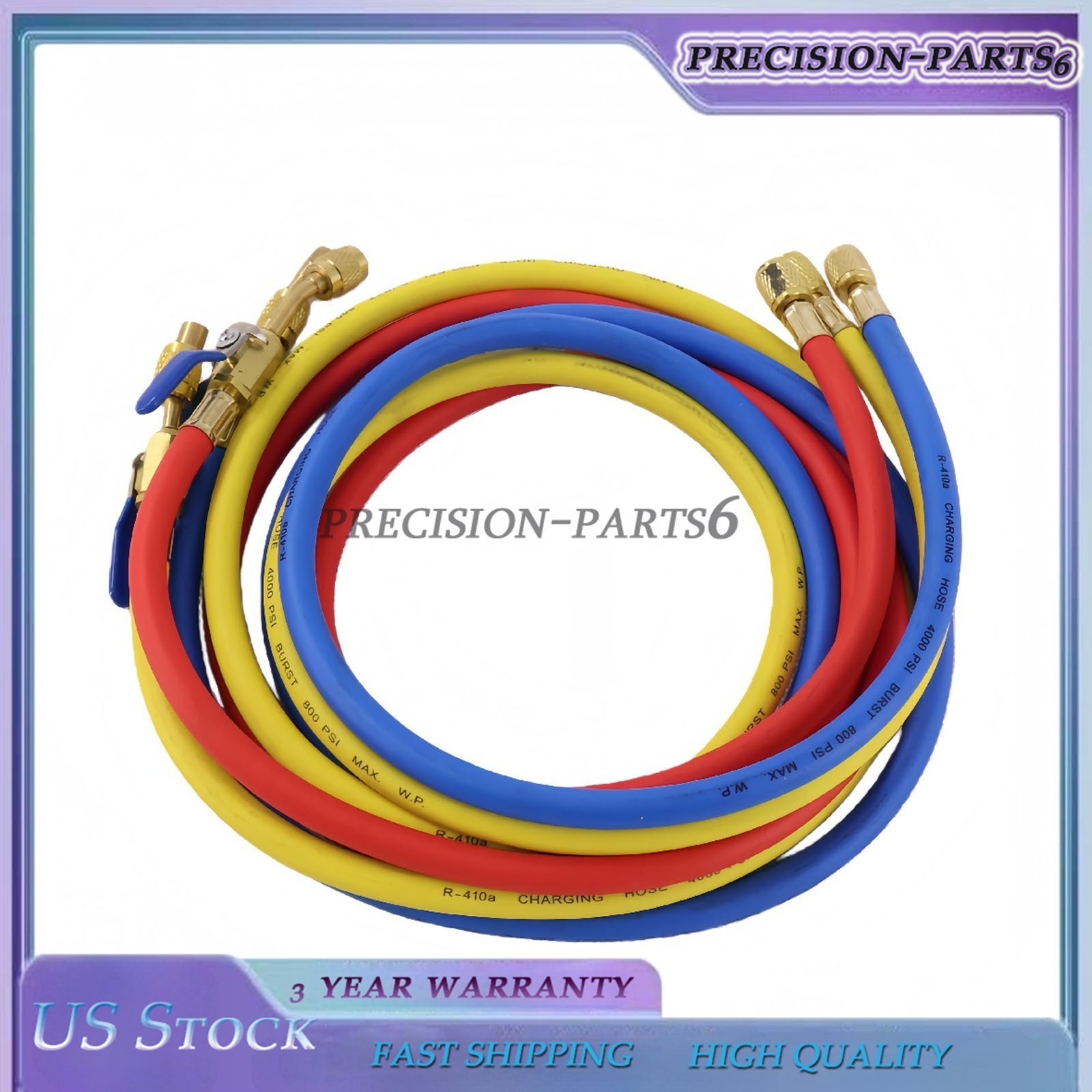 3X 29986 Plus II 1/4″ Hose with Compact Ball Valve End Refrigerant Charging Hose