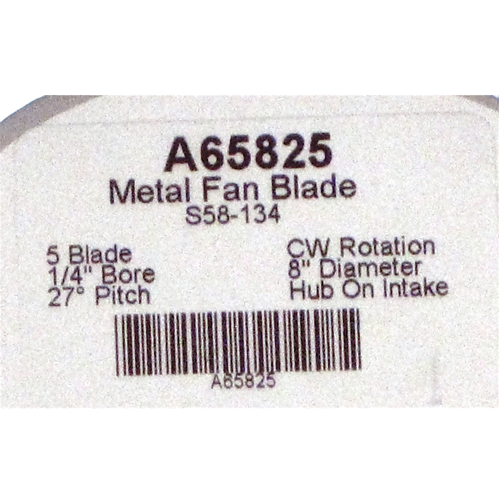 A65825 Metal Fan Blade 8″” Diameter 5 Blades 1/4″” Bore Hub CW 27 Degree Propel