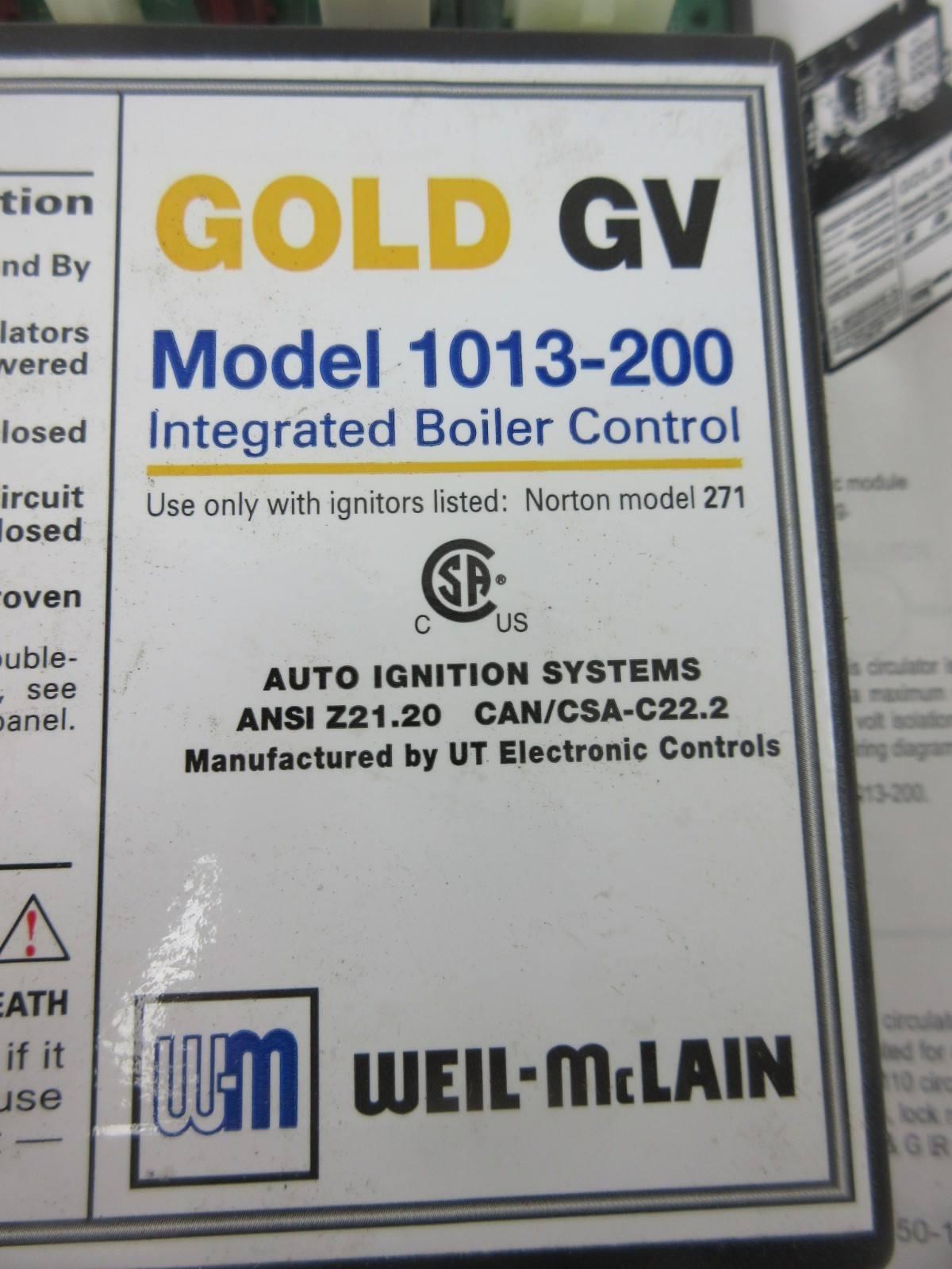 WEIL MCLAIN GOLD GV MODEL 1013-200 INTEGRATED BOILER CONTROL MODULE
