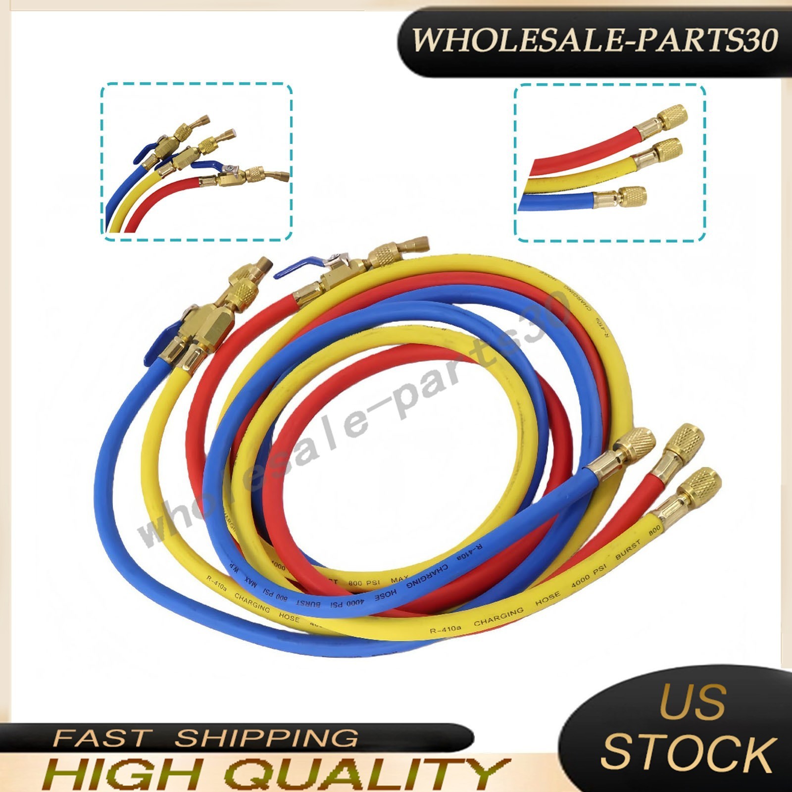 For 29986 Plus II 72″ HVAC Charging Hose Set 1/4″ (3-Pack) NEW USA
