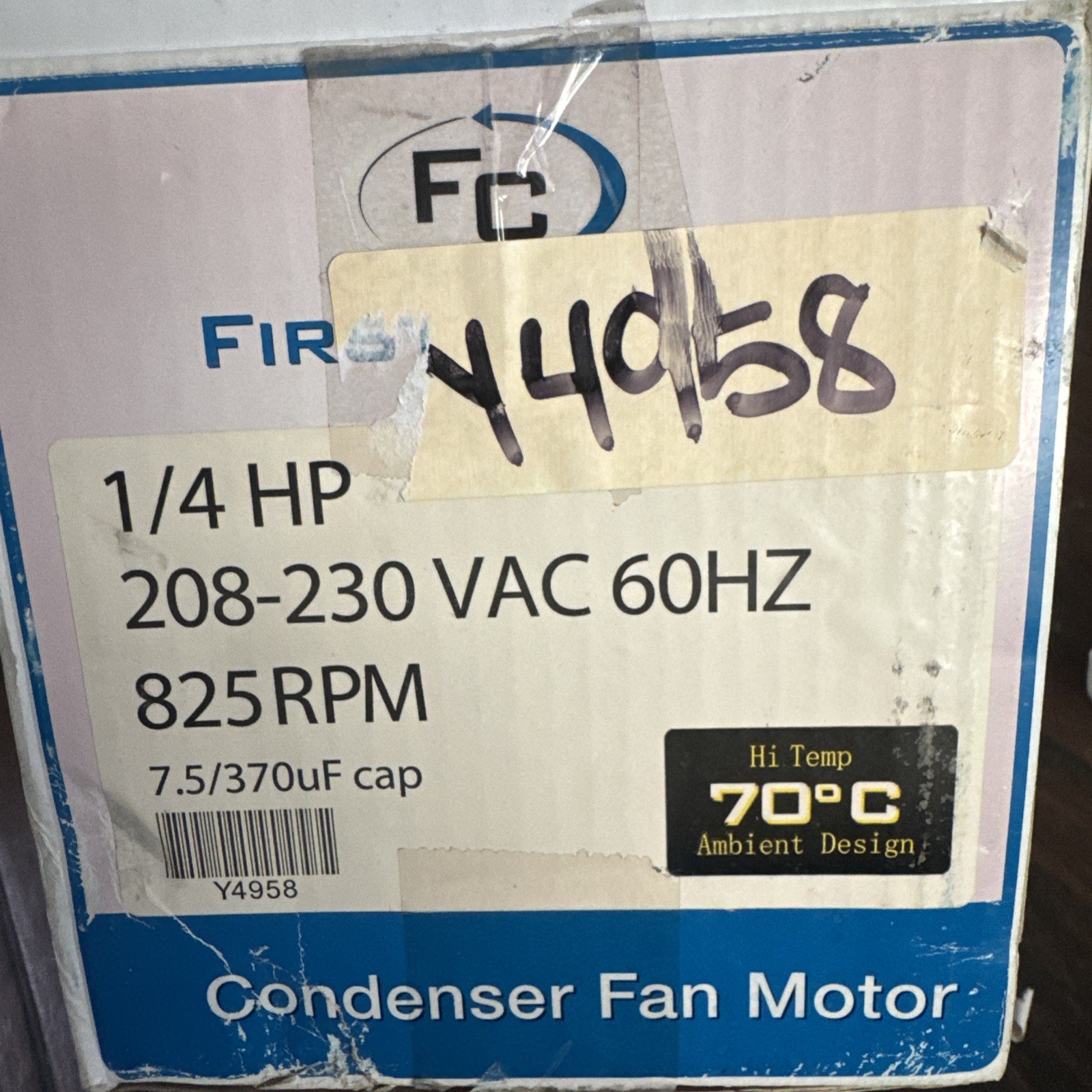 FIRST CHOICE 1/4 HP, CONDENSER FAN MOTOR, 825 RPM 208-230 VOLT Universal, New