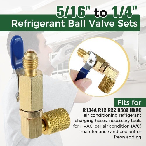 Air Conditioner Refrigerant Ball Valve, R410A Shut-Off Ball Valve 5/16″ SAE Fema