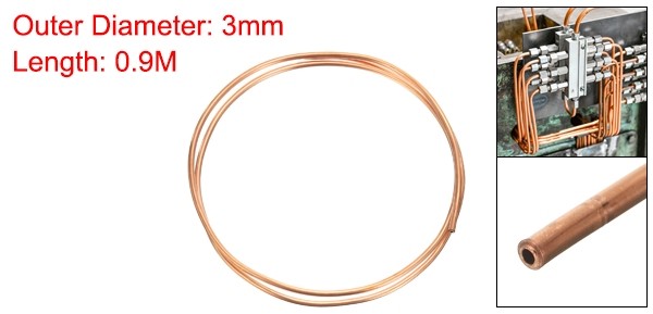 Copper Tube 1/8″ OD x 3Ft 1/64″ T Refrigeration Flexible Seamless Hollow Soft